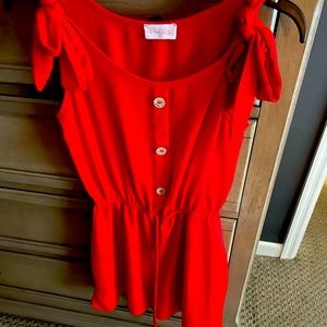 Pink lily red romper